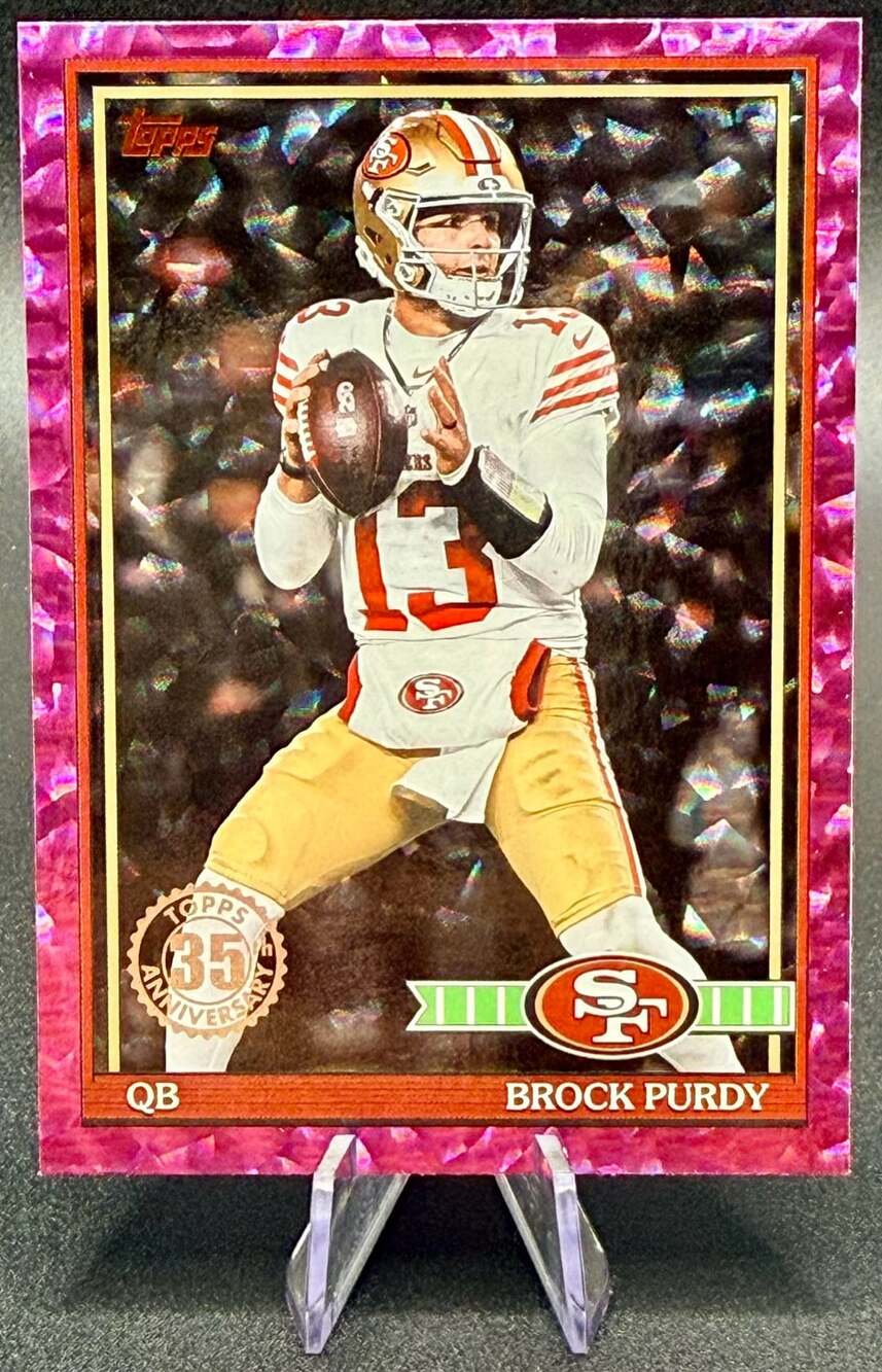 Brock Purdy 2026 Topps Flagship Pink Crackle San Francisco 49ers Football Card